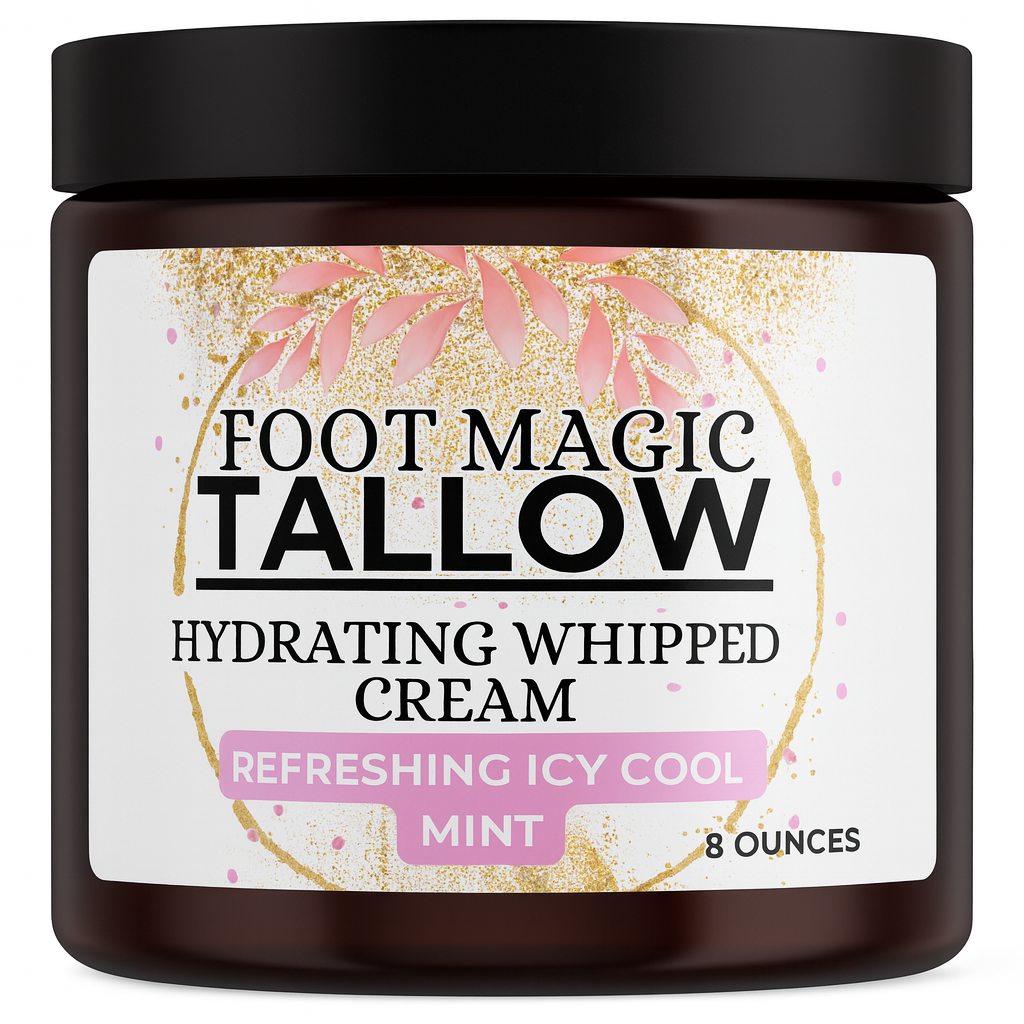 Foot Magic Tallow Whipped Cream – Refreshing Icy Mint Foot Cream for Dry, Cracked, Tired Feet | Natural Moisturizer & Cooling Relief