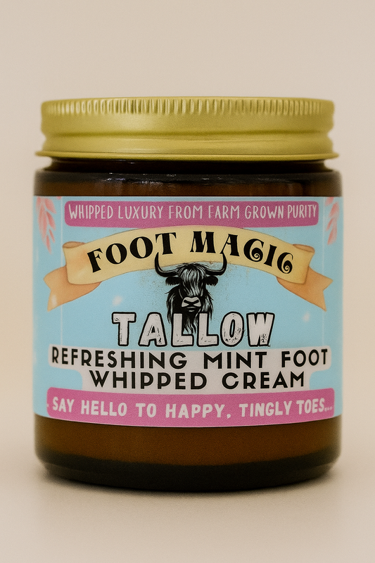 Foot Magic Tallow Whipped Cream – Refreshing Icy Mint Foot Cream for Dry, Cracked, Tired Feet | Natural Moisturizer & Cooling Relief