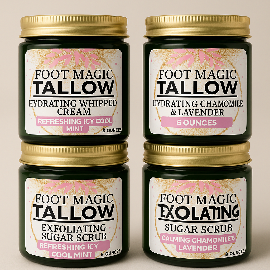 Foot Magic: Tallow Sugar Scrub- Calming Lavender. Simple, Soft, Lavender